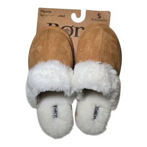 Born Women's Slippers Size Small (5-6) Tan Faux Fur Lined Indoor/ Comfort New